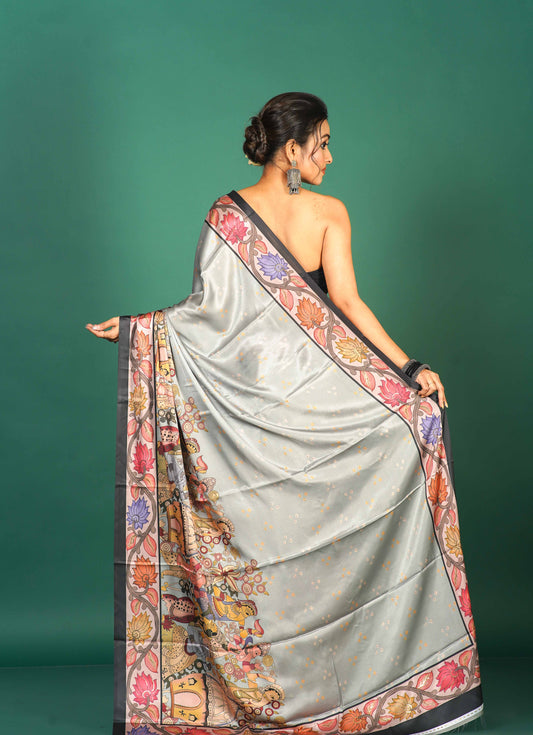 Moonlit Floral Silk Saree - "Chandrika" Collection