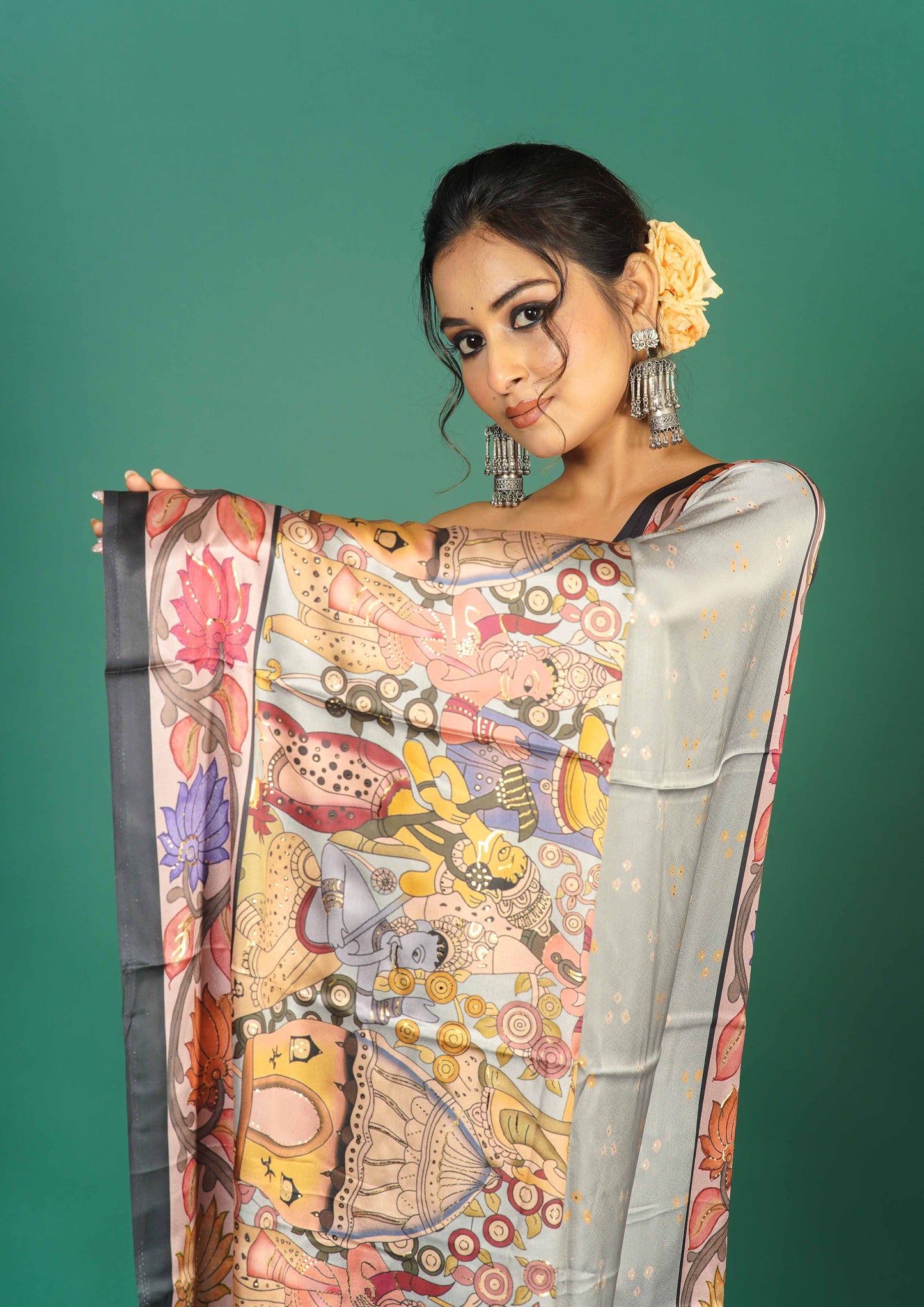 Moonlit Floral Silk Saree - "Chandrika" Collection