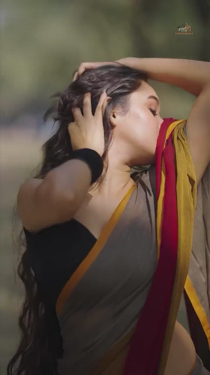 MultiColor Premium Mol Cotton Solid Saree For Women